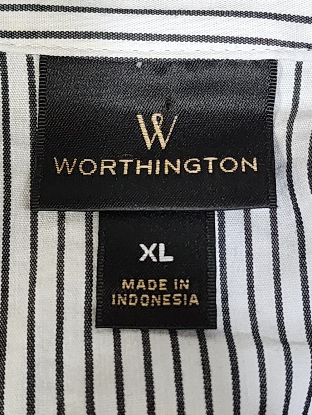 Worthington Striped Knot-Front Long Sleeve Shirt - Black/White Sz XL - Picture 8 of 9